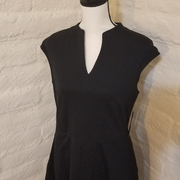 New York & Company NYC Black Dress Sleeveless Cap Sleeve Pockets Cotton Medium - Picture 3 of 8
